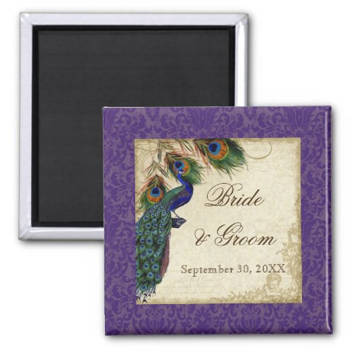 Peacock  Feathers Formal Wedding Save the Date Magnet