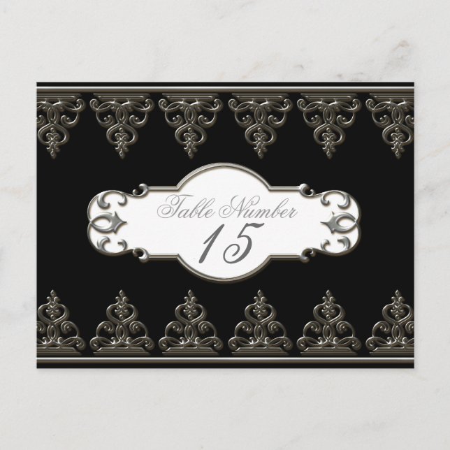 Peacock & Feathers Formal Wedding Table Numbers (Front)