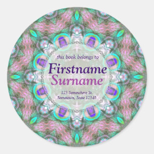 Peacock Feathers Geometric Mandala Bookplate