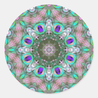 Peacock Feathers Geometric Mandala Sticker