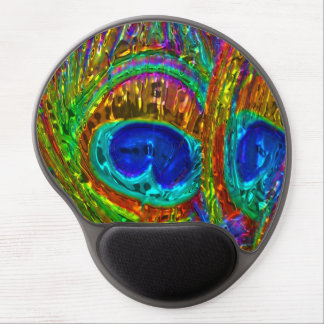 Peacock Feathers Glass Art 1 Gel Mousepad