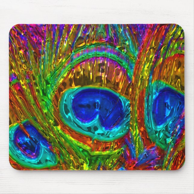 Peacock Feathers Glass Art 1 Mousepad (Front)