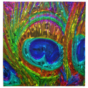 Peacock Feathers Glass Art 1 Napkins