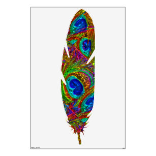 Peacock Feathers Glass Art 1 Wall Decal