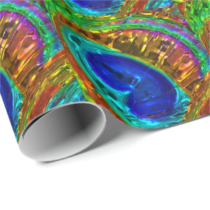 Peacock Feathers Glass Art 1 Wrapping Paper