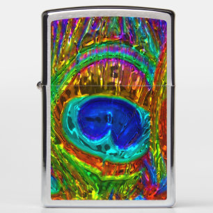 Peacock Feathers Glass Art 1 Zippo Lighter
