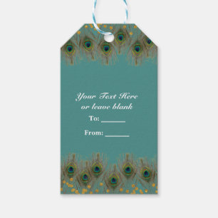 Peacock Feathers & Gold Dots ANY COLOR Party Gift Gift Tags