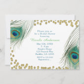 Peacock Feathers & Gold Dots Boho Glam Invitation (Front)