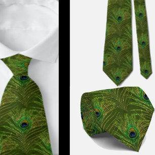 Peacock Feathers Green Gold Neck Tie Necktie