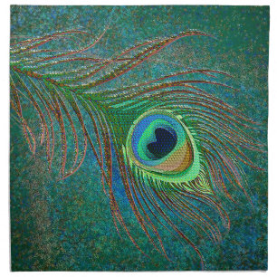 peacock feathers grungy pattern template napkins