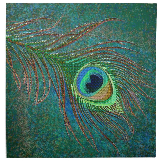 peacock feathers grungy pattern template napkins (Front)