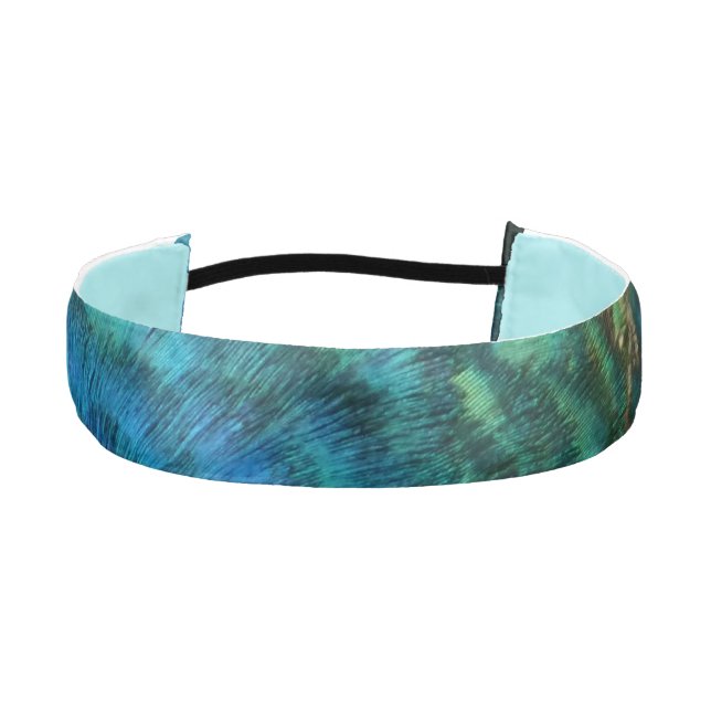 Peacock Feathers I Colorful Abstract Nature Design Athletic Headband (Front)