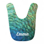 Peacock Feathers I Colorful Abstract Nature Design Baby Bib