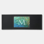 Peacock Feathers I Colorful Abstract Nature Design Bar Mat
