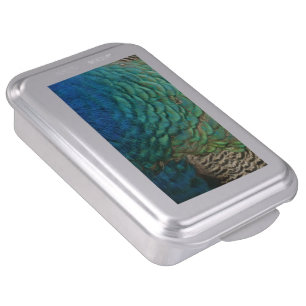Peacock Feathers I Colorful Abstract Nature Design Cake Pan