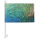 Peacock Feathers I Colorful Abstract Nature Design Car Flag