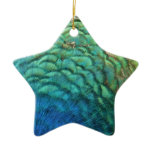 Peacock Feathers I Colorful Abstract Nature Design Ceramic Ornament