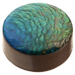 Peacock Feathers I Colorful Abstract Nature Design Chocolate Dipped Oreo