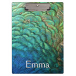 Peacock Feathers I Colorful Abstract Nature Design Clipboard