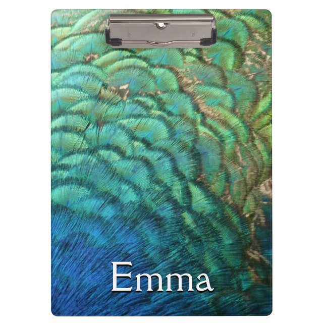 Peacock Feathers I Colorful Abstract Nature Design Clipboard (Front)