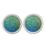 Peacock Feathers I Colorful Abstract Nature Design Cufflinks