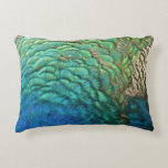 Peacock Feathers I Colorful Abstract Nature Design Decorative Pillow