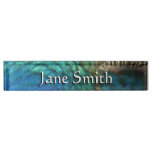 Peacock Feathers I Colorful Abstract Nature Design Desk Name Plate