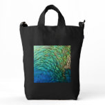 Peacock Feathers I Colorful Abstract Nature Design Duck Bag
