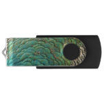 Peacock Feathers I Colorful Abstract Nature Design Flash Drive