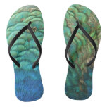 Peacock Feathers I Colorful Abstract Nature Design Flip Flops