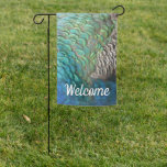 Peacock Feathers I Colorful Abstract Nature Design Garden Flag