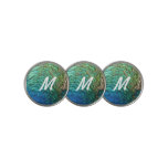 Peacock Feathers I Colorful Abstract Nature Design Golf Ball Marker