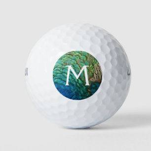Peacock Feathers I Colorful Abstract Nature Design Golf Balls