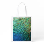 Peacock Feathers I Colorful Abstract Nature Design Grocery Bag