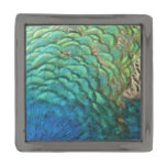 Peacock Feathers I Colorful Abstract Nature Design Gunmetal Finish Lapel Pin