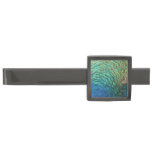 Peacock Feathers I Colorful Abstract Nature Design Gunmetal Finish Tie Clip