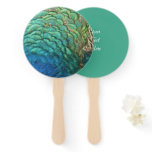 Peacock Feathers I Colorful Abstract Nature Design Hand Fan