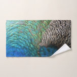 Peacock Feathers I Colorful Abstract Nature Design Hand Towel