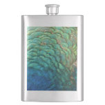 Peacock Feathers I Colorful Abstract Nature Design Hip Flask