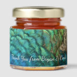 Peacock Feathers I Colorful Abstract Nature Design Honey Jar Favors