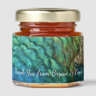 Peacock Feathers I Colorful Abstract Nature Design Honey Jar Favors