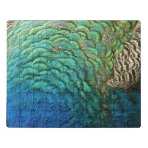 Peacock Feathers I Colorful Abstract Nature Design Jigsaw Puzzle