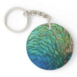 Peacock Feathers I Colorful Abstract Nature Design Keychain