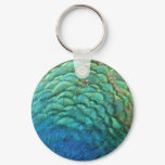 Peacock Feathers I Colorful Abstract Nature Design Keychain