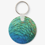 Peacock Feathers I Colorful Abstract Nature Design Keychain