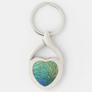 Peacock Feathers I Colorful Abstract Nature Design Keychain