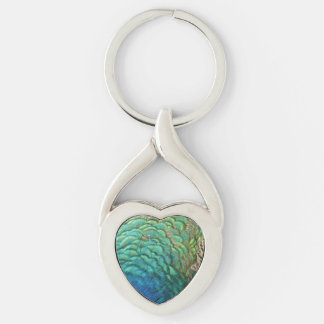 Peacock Feathers I Colorful Abstract Nature Design Keychain