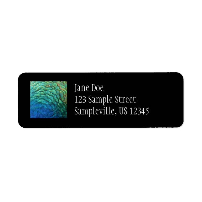 Peacock Feathers I Colorful Abstract Nature Design Label (Front)