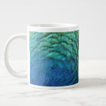 Peacock Feathers I Colorful Abstract Nature Design Large Coffee Mug