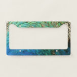 Peacock Feathers I Colorful Abstract Nature Design License Plate Frame